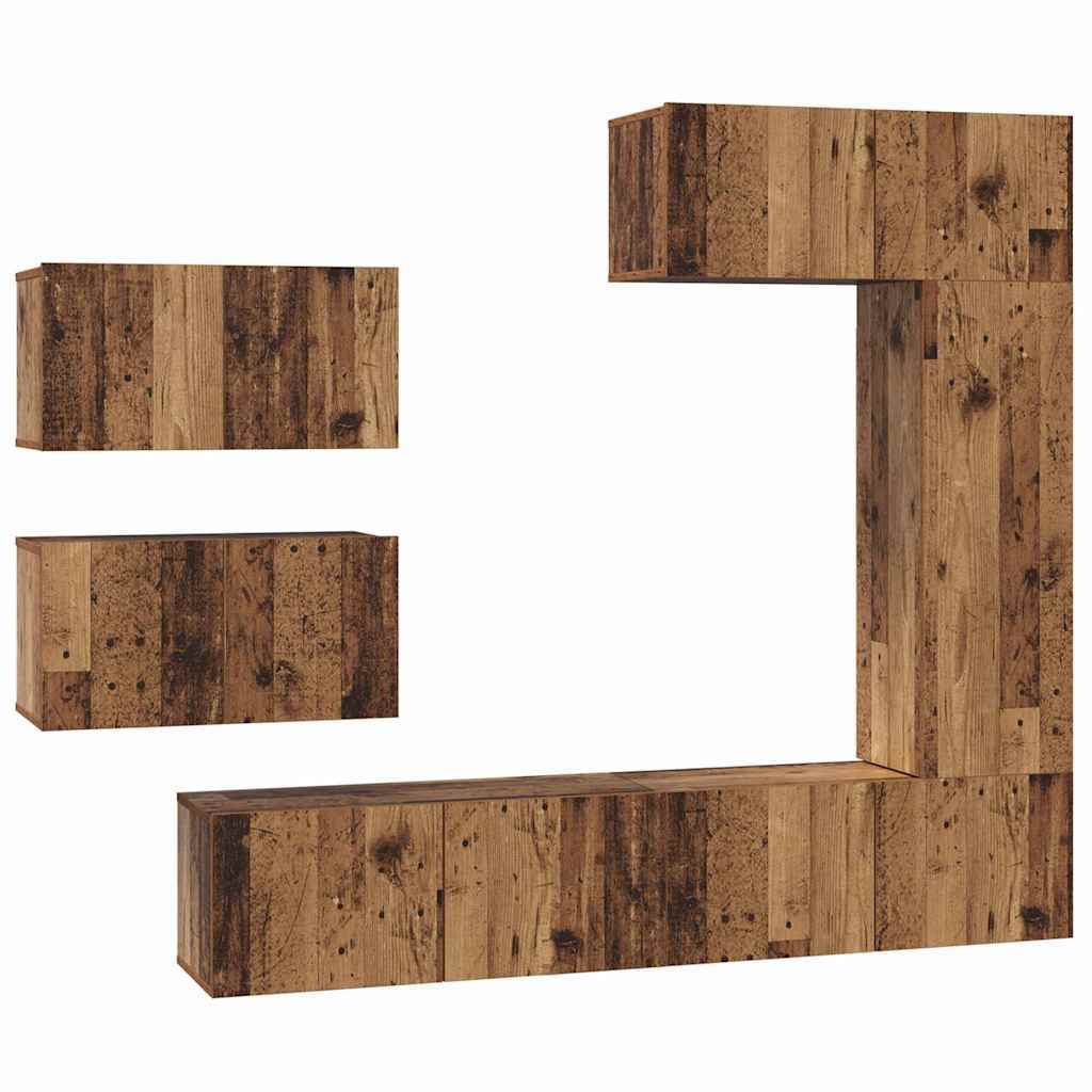 TV Cabinet Set 6 pcs Old wood 30.5 x 30 x 90 cm Engineered wood