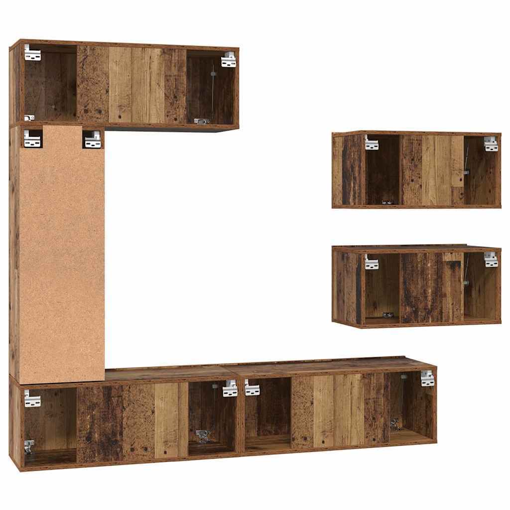 TV Cabinet Set 6 pcs Old wood 30.5 x 30 x 90 cm Engineered wood