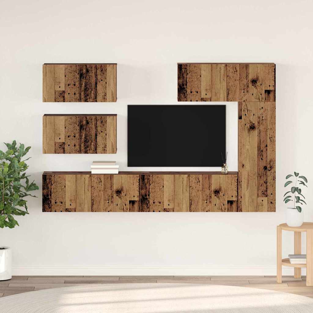 TV Cabinet Set 6 pcs Old wood 30.5 x 30 x 90 cm Engineered wood