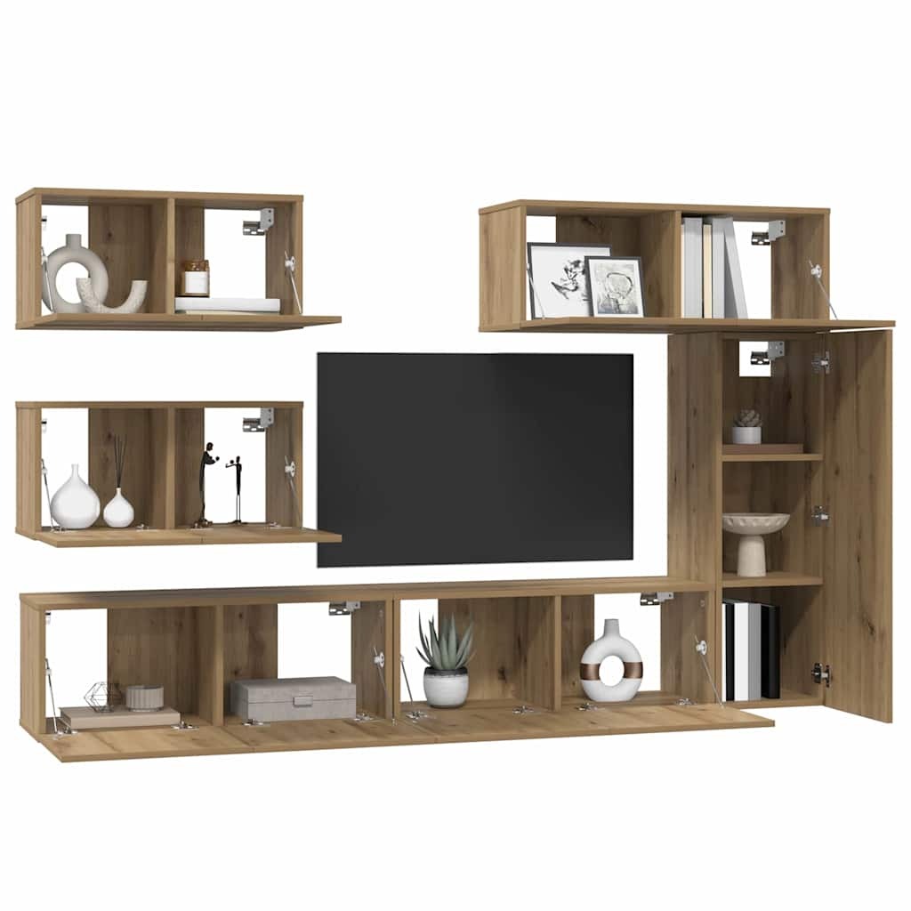 TV Cabinet Set Wall-mounted 6 pcs Artisan oak 30.5 x 30 x 90 cm