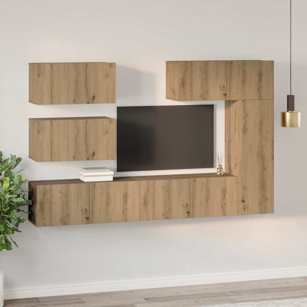 TV Cabinet Set Wall-mounted 6 pcs Artisan oak 30.5 x 30 x 90 cm