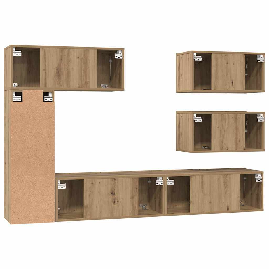 TV Cabinet Set Wall-mounted 6 pcs Artisan oak 30.5 x 30 x 90 cm