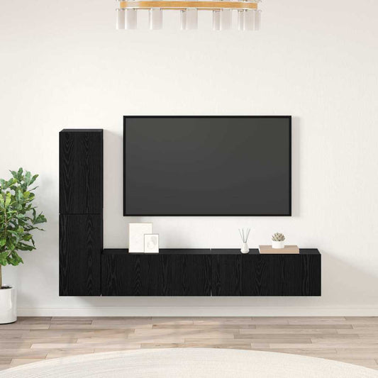 Wall TV Cabinet Wall-mounted Black oak Engineered wood
