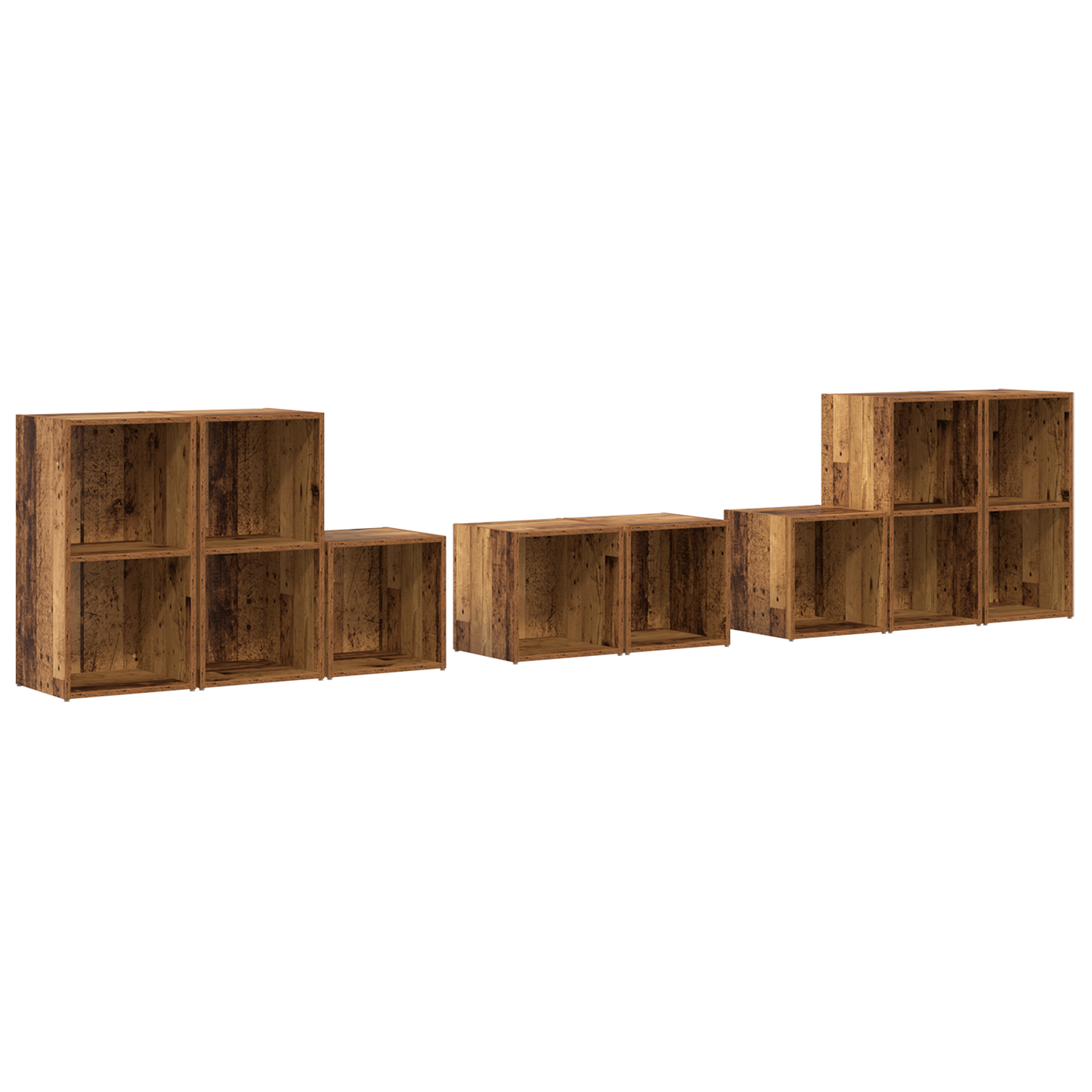 TV Cabinet Set 8 pcs Old Wood Engineered Wood