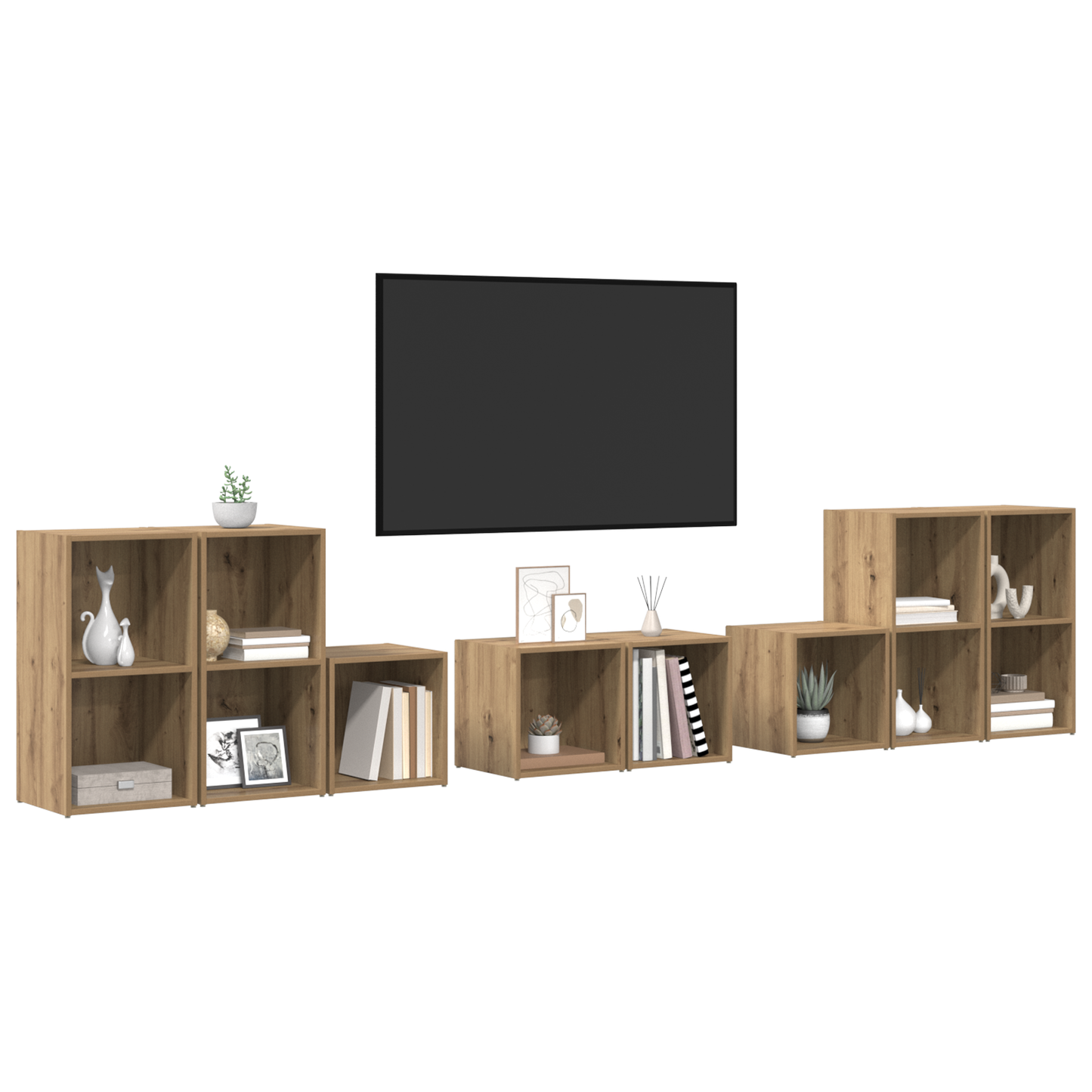 TV Cabinet Set 8 pcs Artisan Oak Engineered Wood