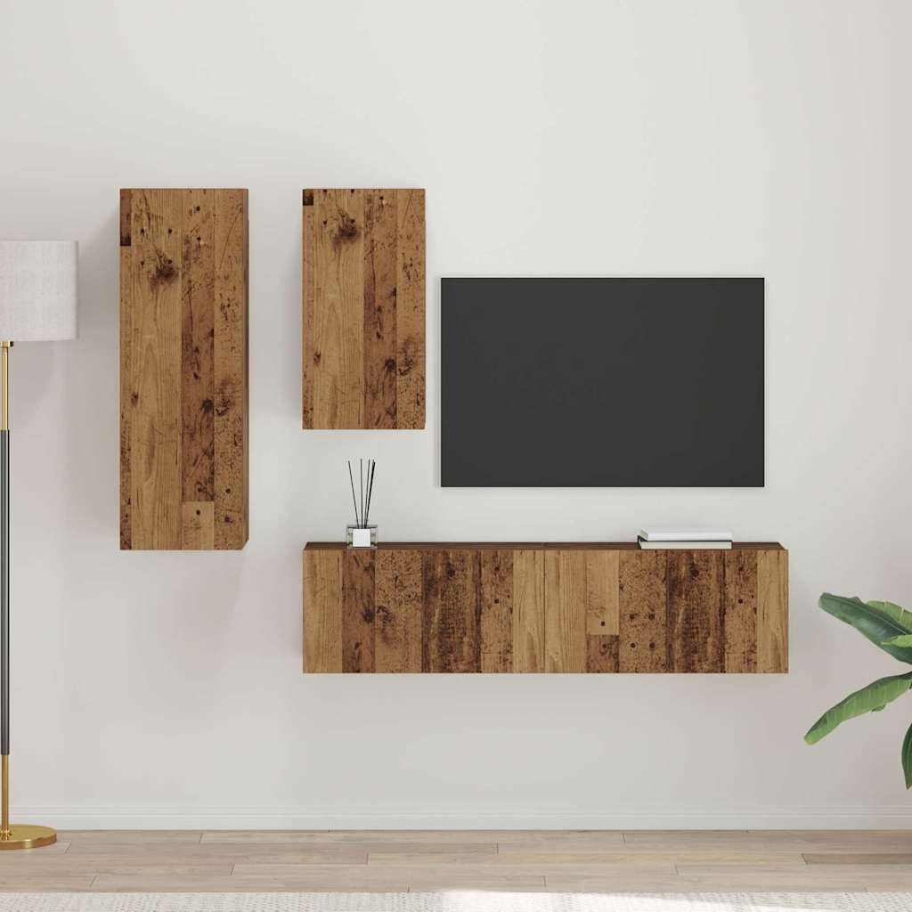 TV Cabinet Set 4 pcs Old wood 30.5 x 30 x 90 cm Engineered wood