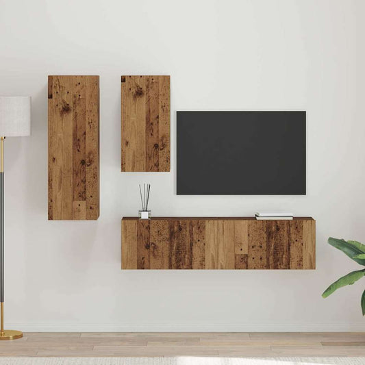 TV Cabinet Set 4 pcs Old wood 30.5 x 30 x 90 cm Engineered wood