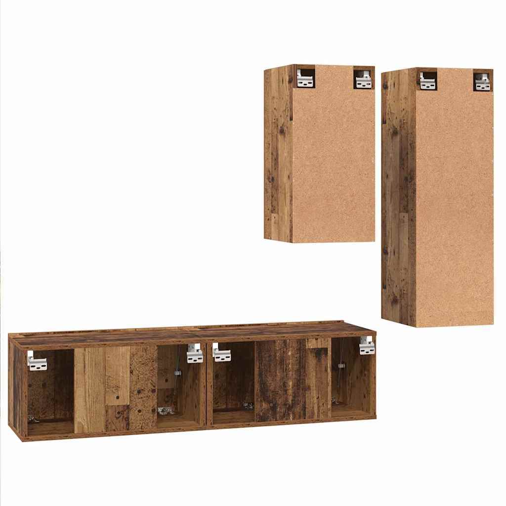 TV Cabinet Set 4 pcs Old wood 30.5 x 30 x 90 cm Engineered wood