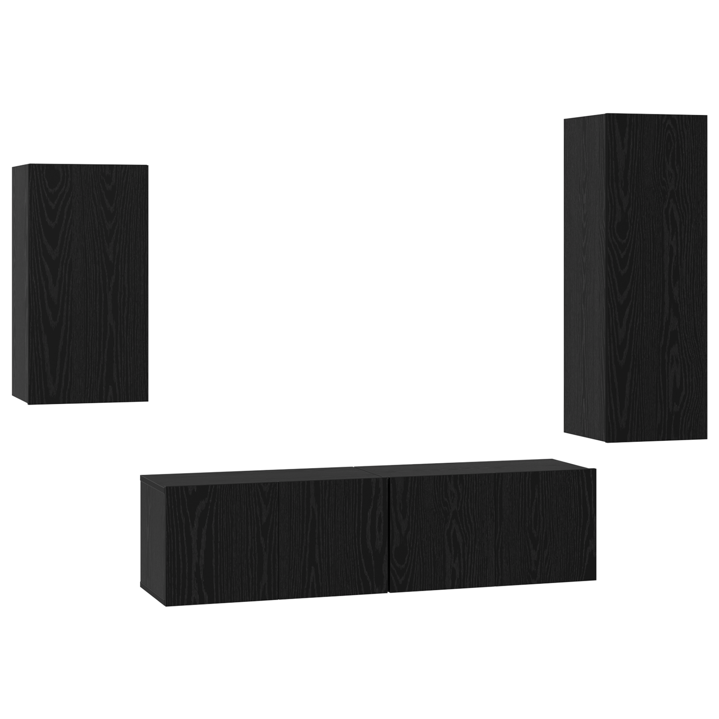 TV Cabinet Set Wall-mounted 4 pcs Black oak 30.5 x 30 x 90 cm