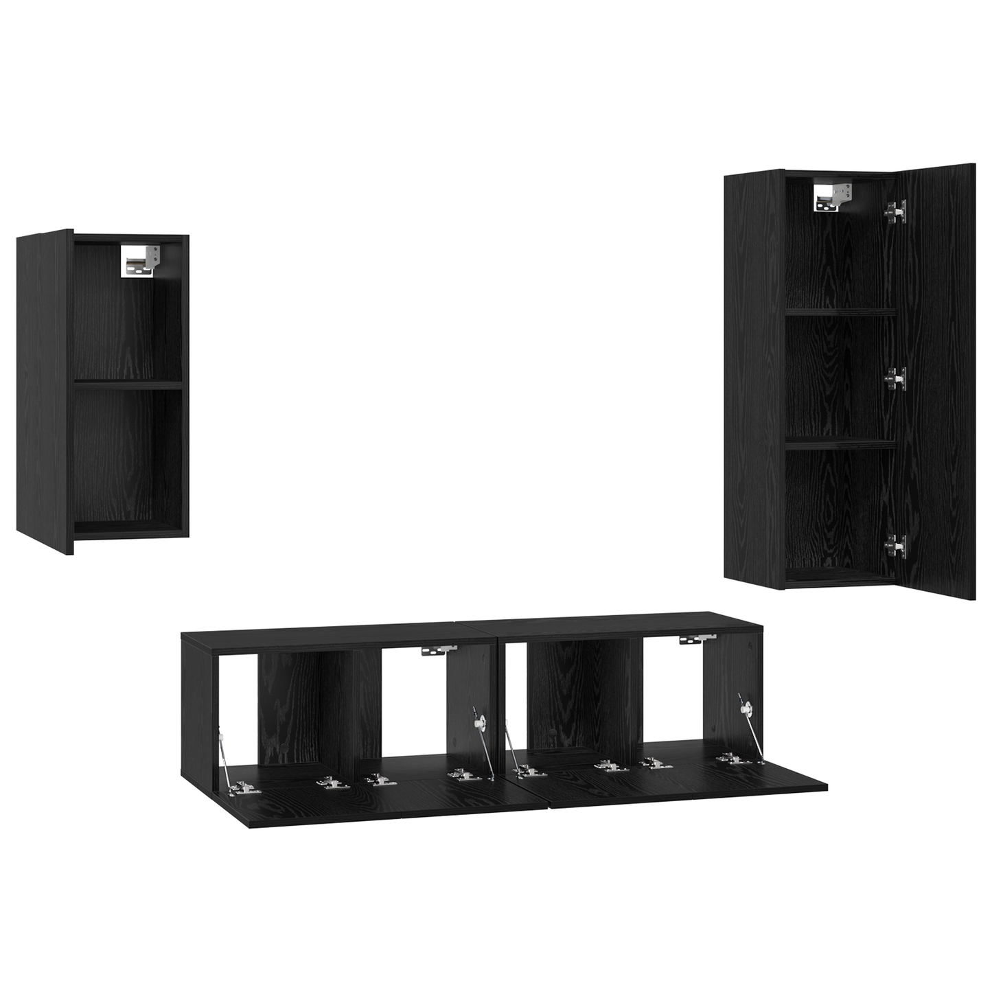 TV Cabinet Set Wall-mounted 4 pcs Black oak 30.5 x 30 x 90 cm