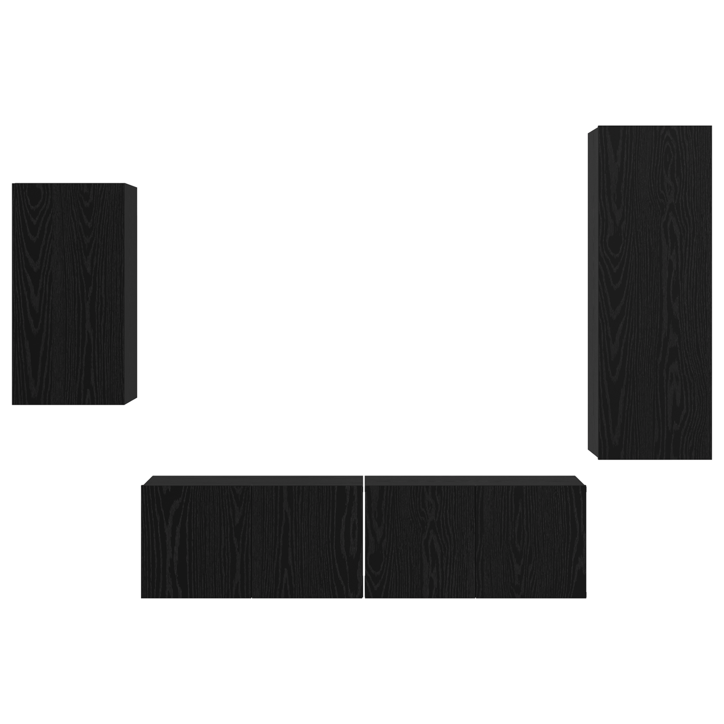 TV Cabinet Set Wall-mounted 4 pcs Black oak 30.5 x 30 x 90 cm