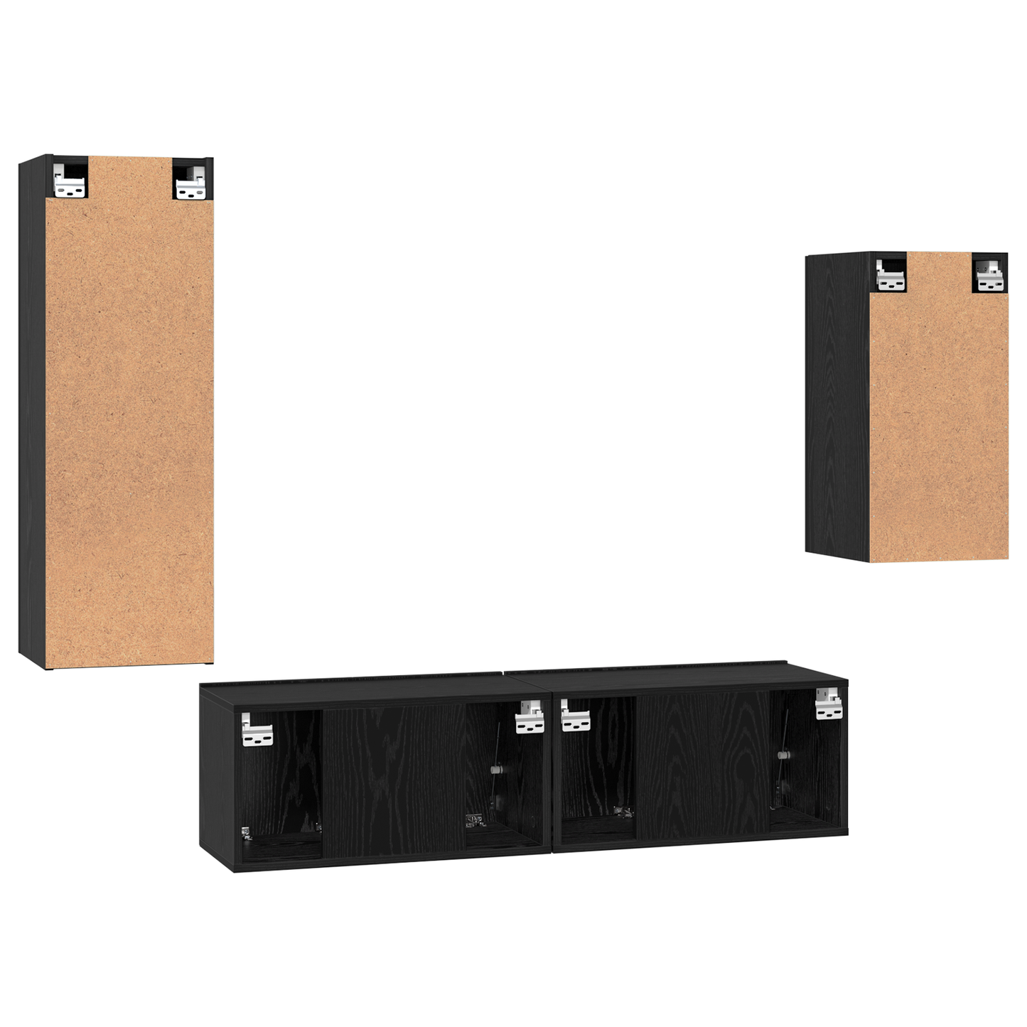 TV Cabinet Set Wall-mounted 4 pcs Black oak 30.5 x 30 x 90 cm