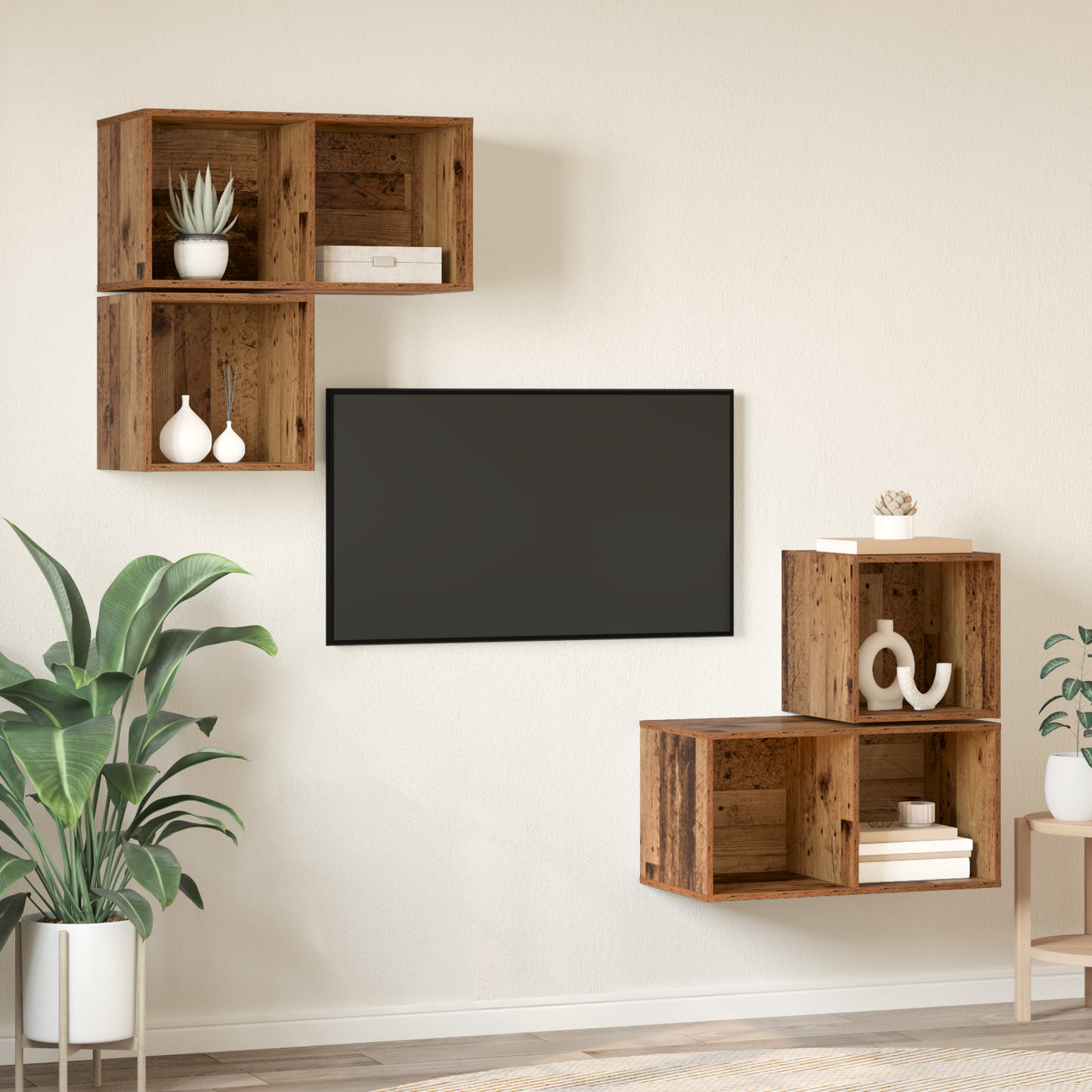TV Cabinet Set 4 pcs Old wood 37 x 37 x 72 cm Engineered wood