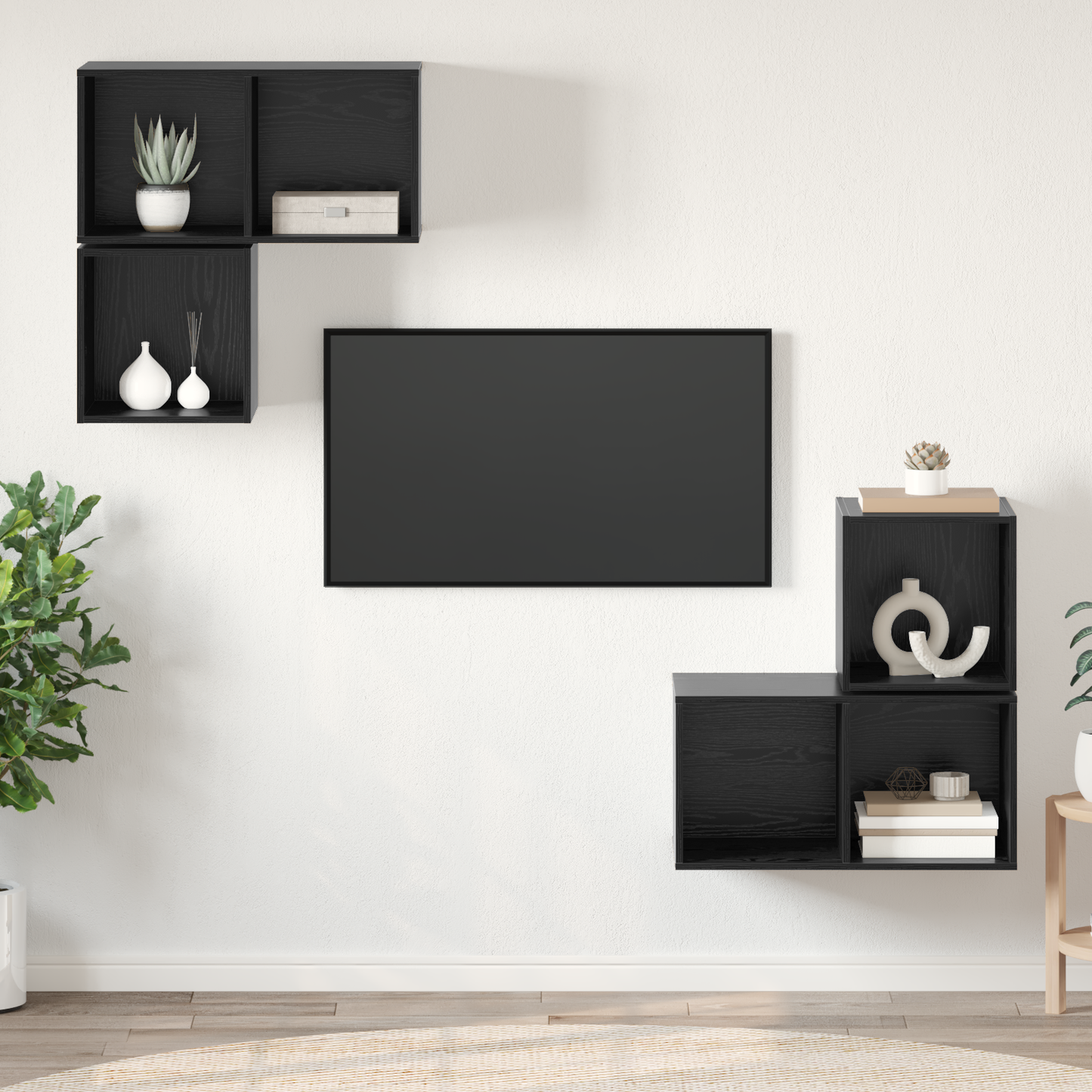 TV Cabinet Set 4 pcs Black oak 37 x 37 x 72 cm Engineered wood