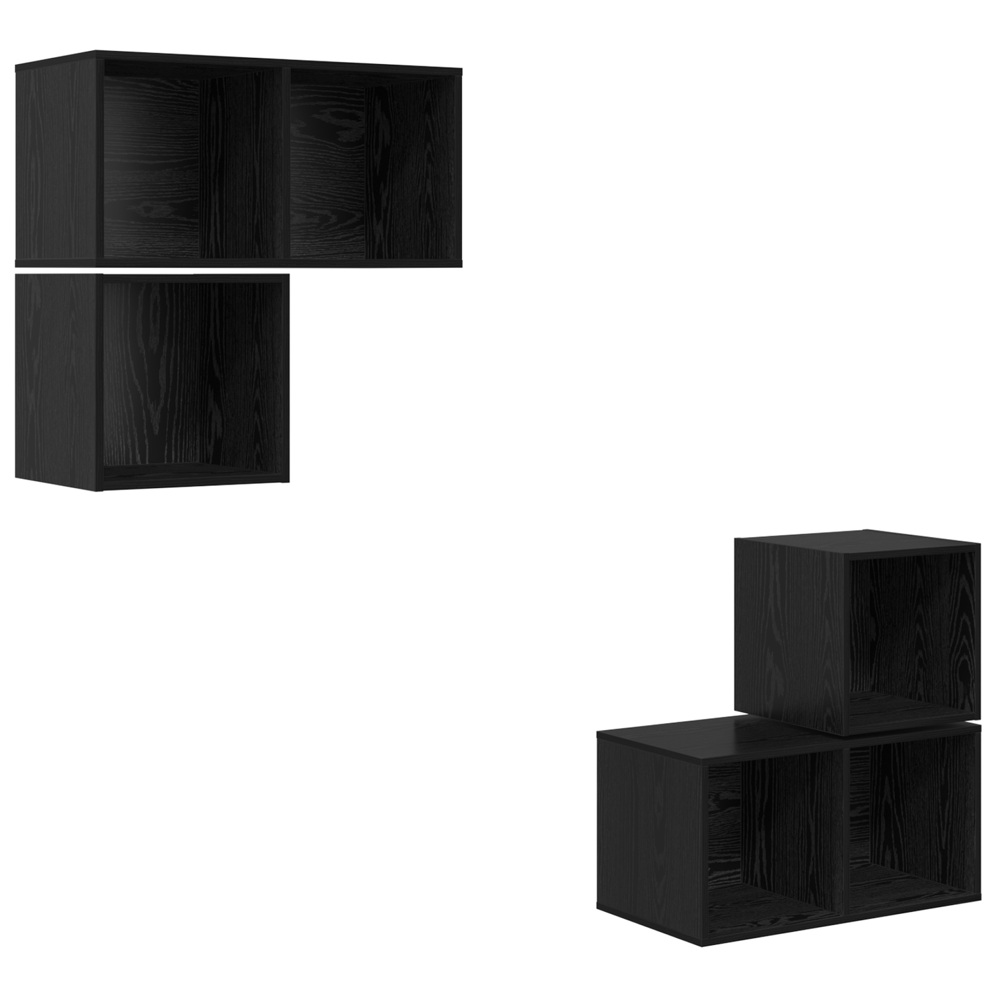 TV Cabinet Set 4 pcs Black oak 37 x 37 x 72 cm Engineered wood
