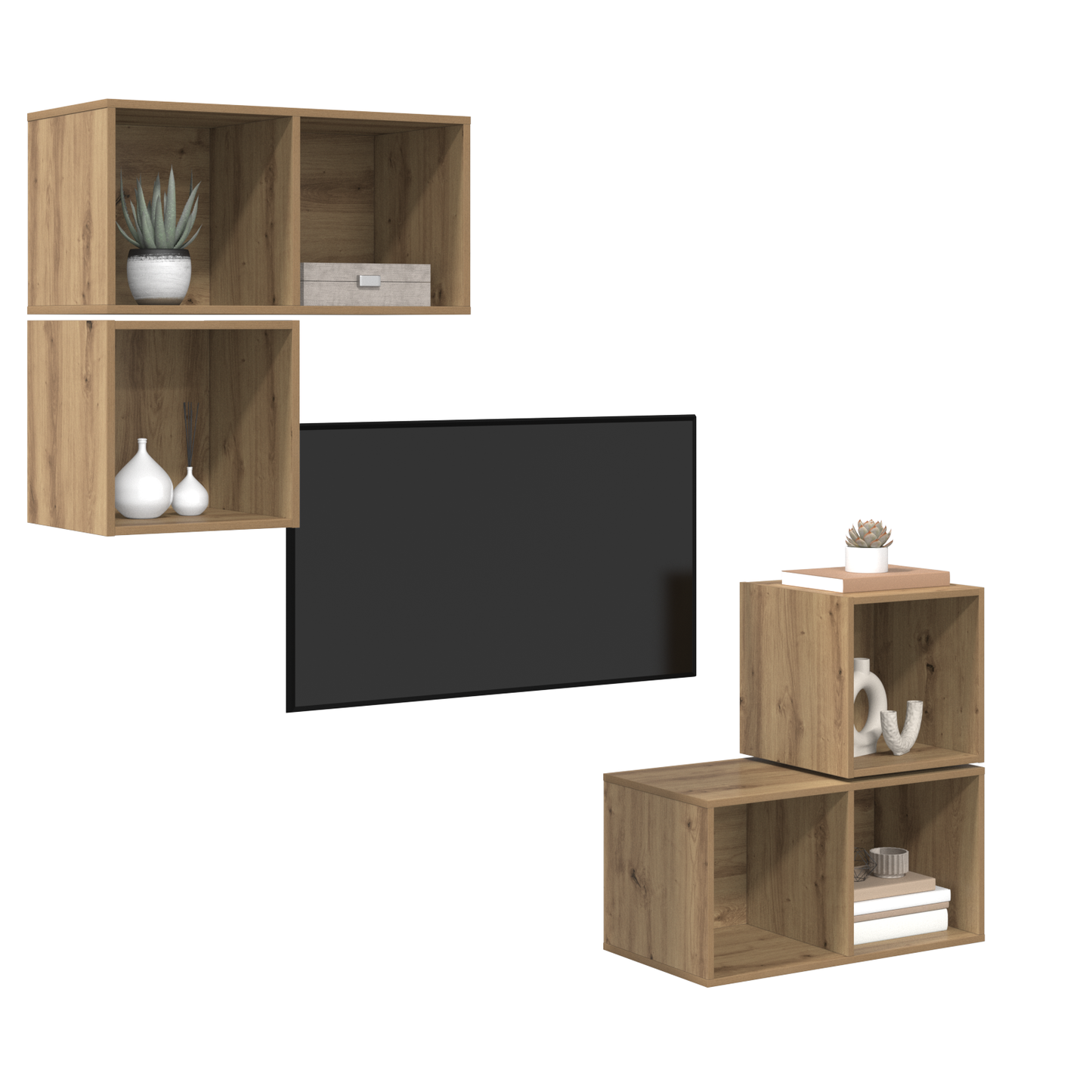 TV Cabinet Set Wall-mounted 4 pcs Artisan oak 37 x 37 x 72 cm