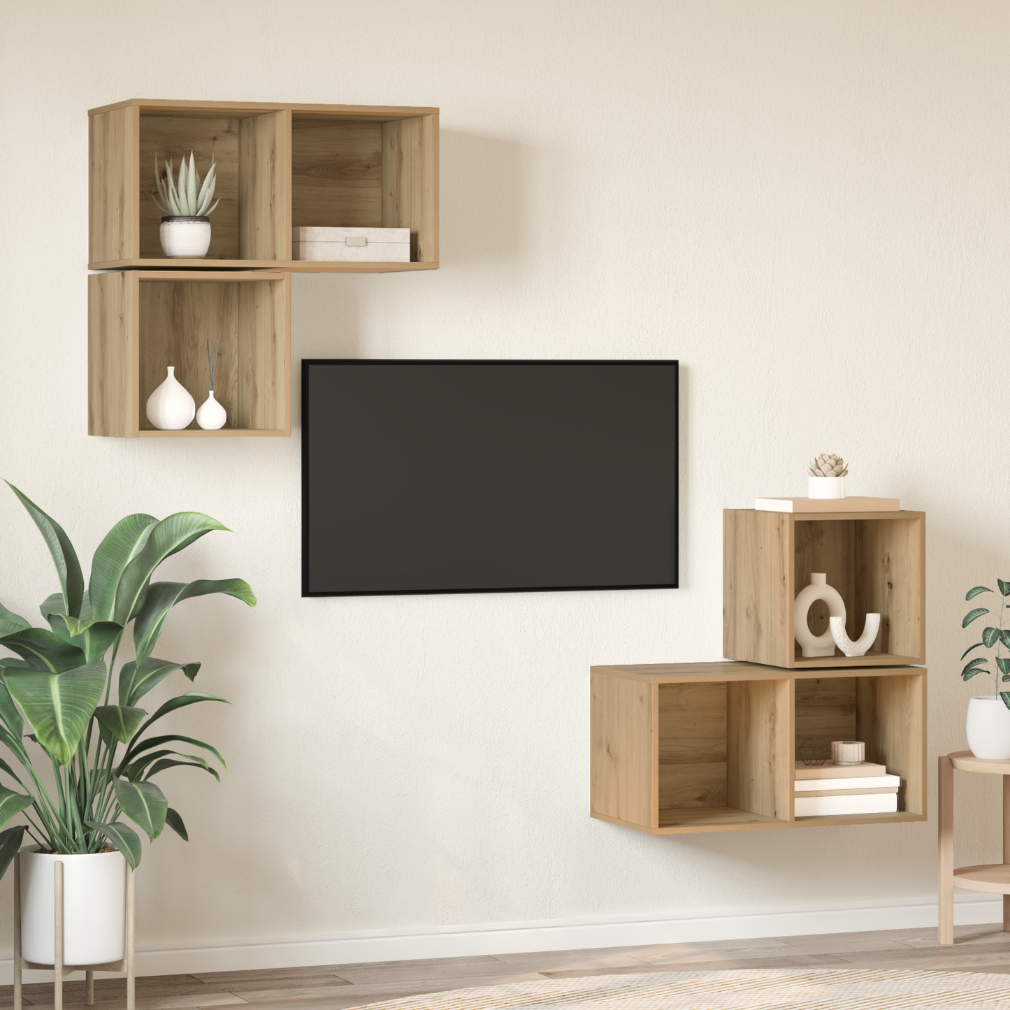 TV Cabinet Set Wall-mounted 4 pcs Artisan oak 37 x 37 x 72 cm
