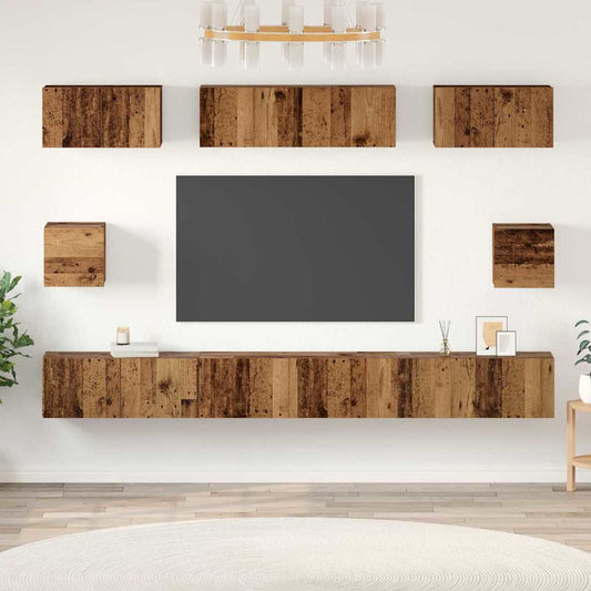 TV Cabinet Set Wall-mounted Old wood Engineered wood
