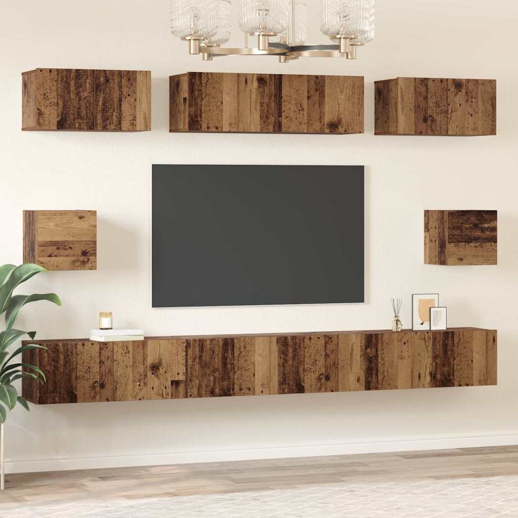 TV Cabinet Set Wall-mounted Old wood Engineered wood