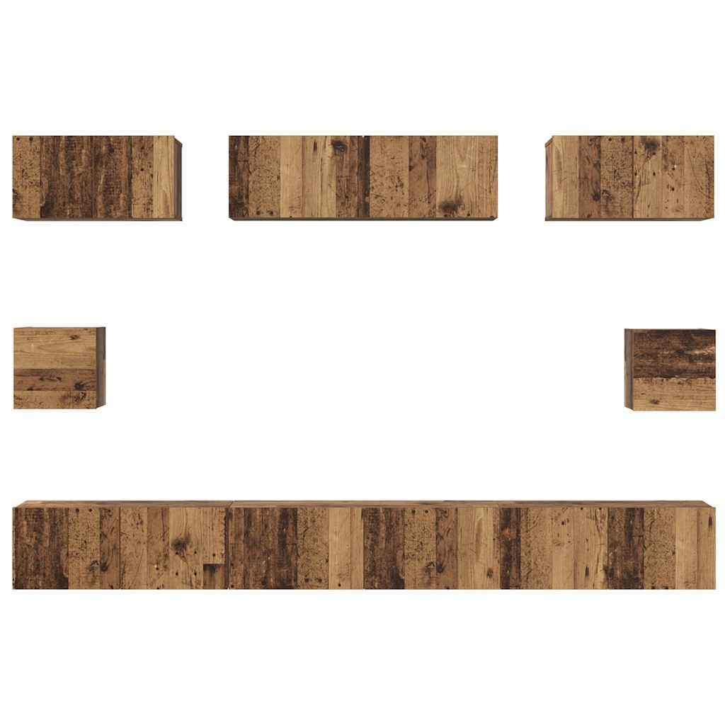 TV Cabinet Set Wall-mounted Old wood Engineered wood