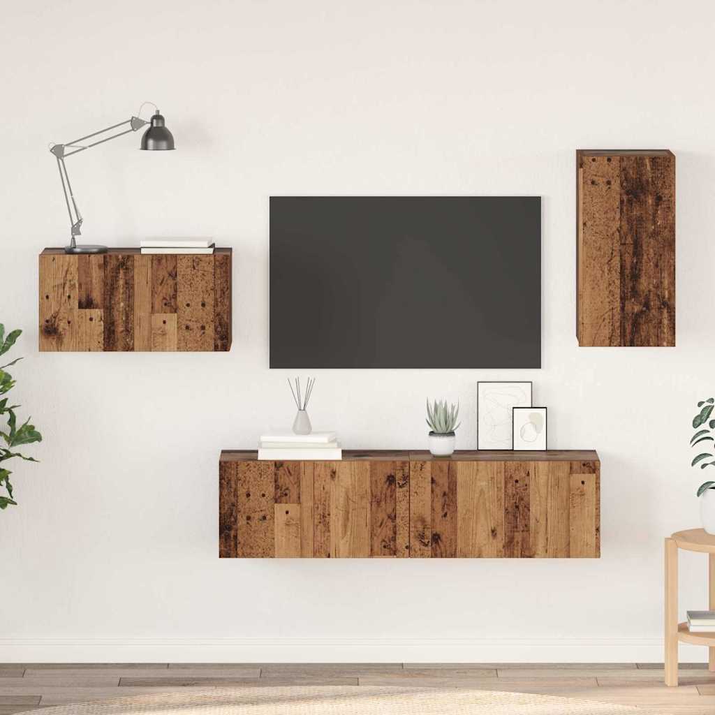 TV Cabinet Set 4 pcs Old wood 30.5 x 30 x 60 cm Engineered wood