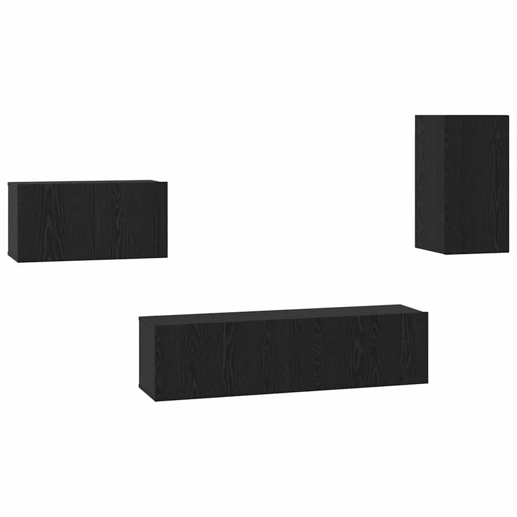 TV Cabinet Set Wall-mounted 4 pcs Black oak 30.5 x 30 x 60 cm