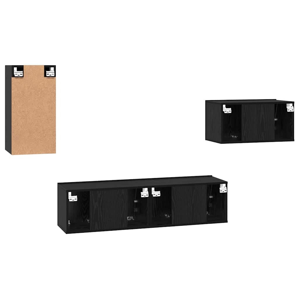 TV Cabinet Set Wall-mounted 4 pcs Black oak 30.5 x 30 x 60 cm
