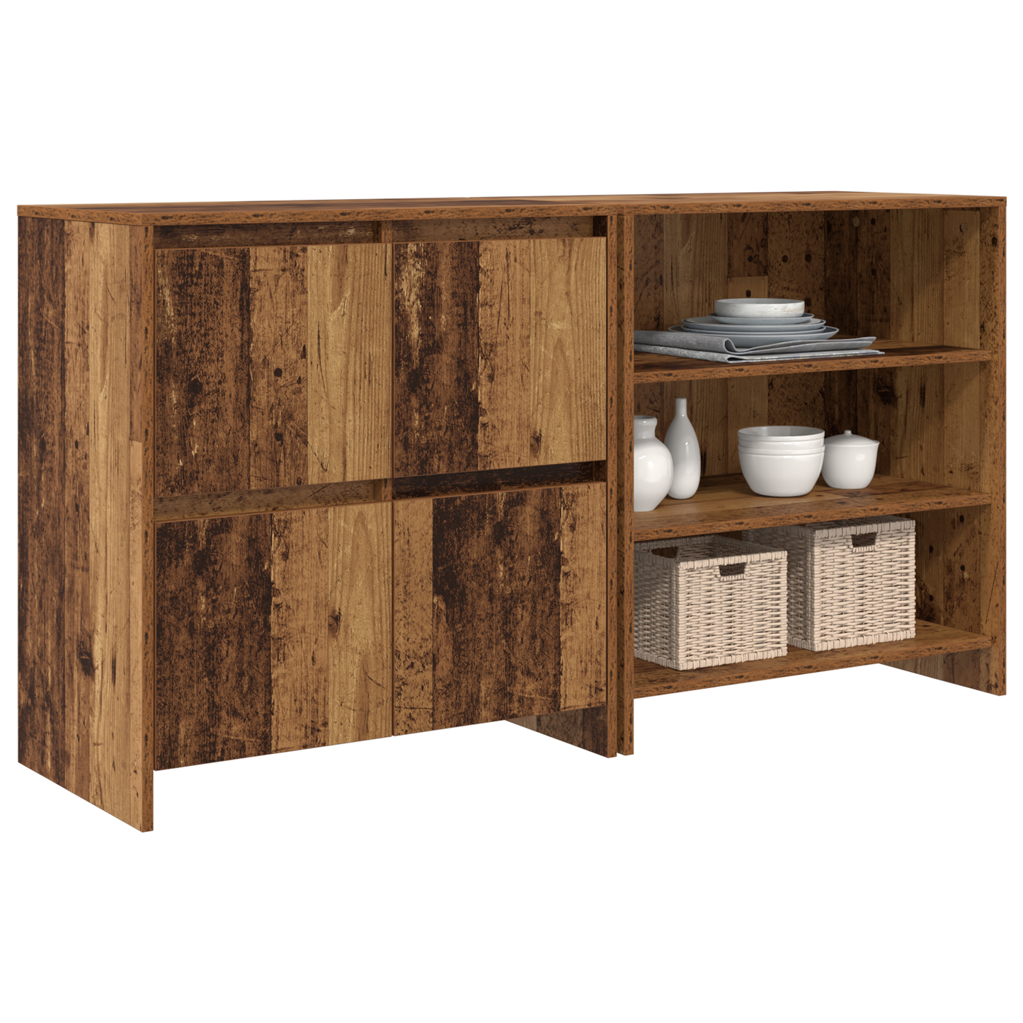 Sideboard 2 pcs Old Wood 70 x 41 x 75 cm Engineered Wood