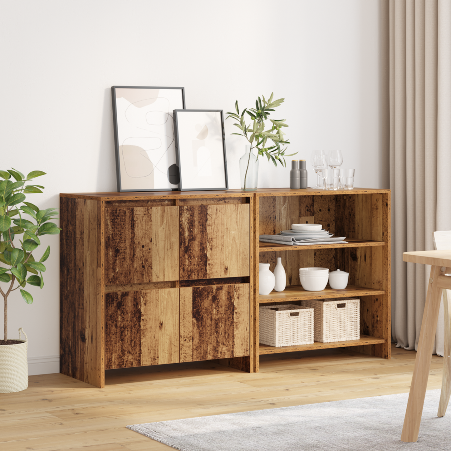 Sideboard 2 pcs Old Wood 70 x 41 x 75 cm Engineered Wood