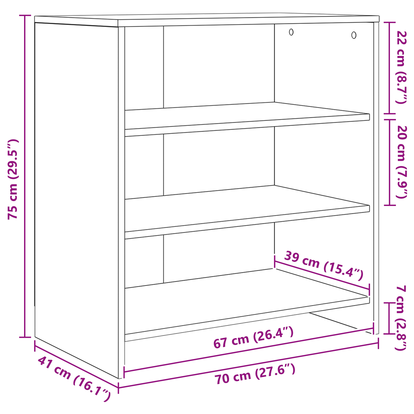 Sideboard 2 pcs Old Wood 70 x 41 x 75 cm Engineered Wood
