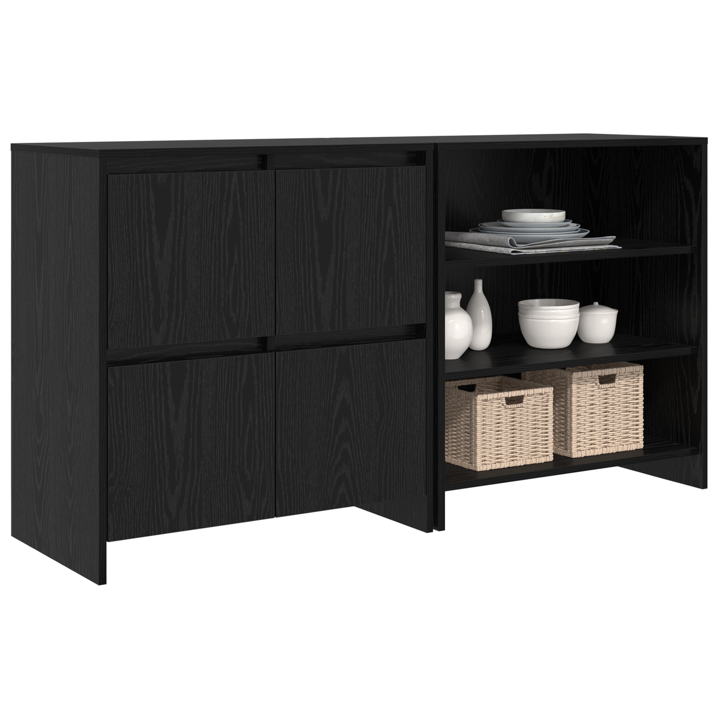 Sideboard 2 pcs Black Oak 70 x 41 x 75 cm Engineered Wood