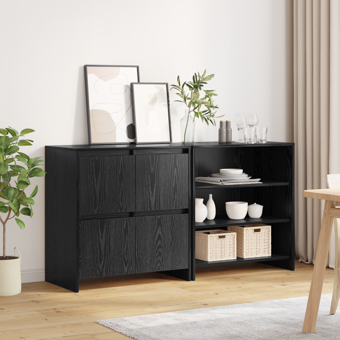 Sideboard 2 pcs Black Oak 70 x 41 x 75 cm Engineered Wood