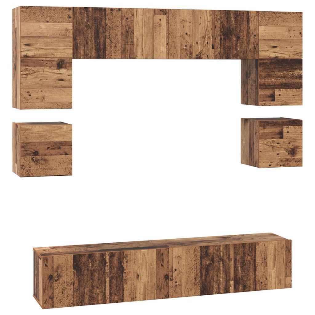 TV Cabinet Set 8 pcs Old wood 80 x 30 x 30 cm Engineered wood