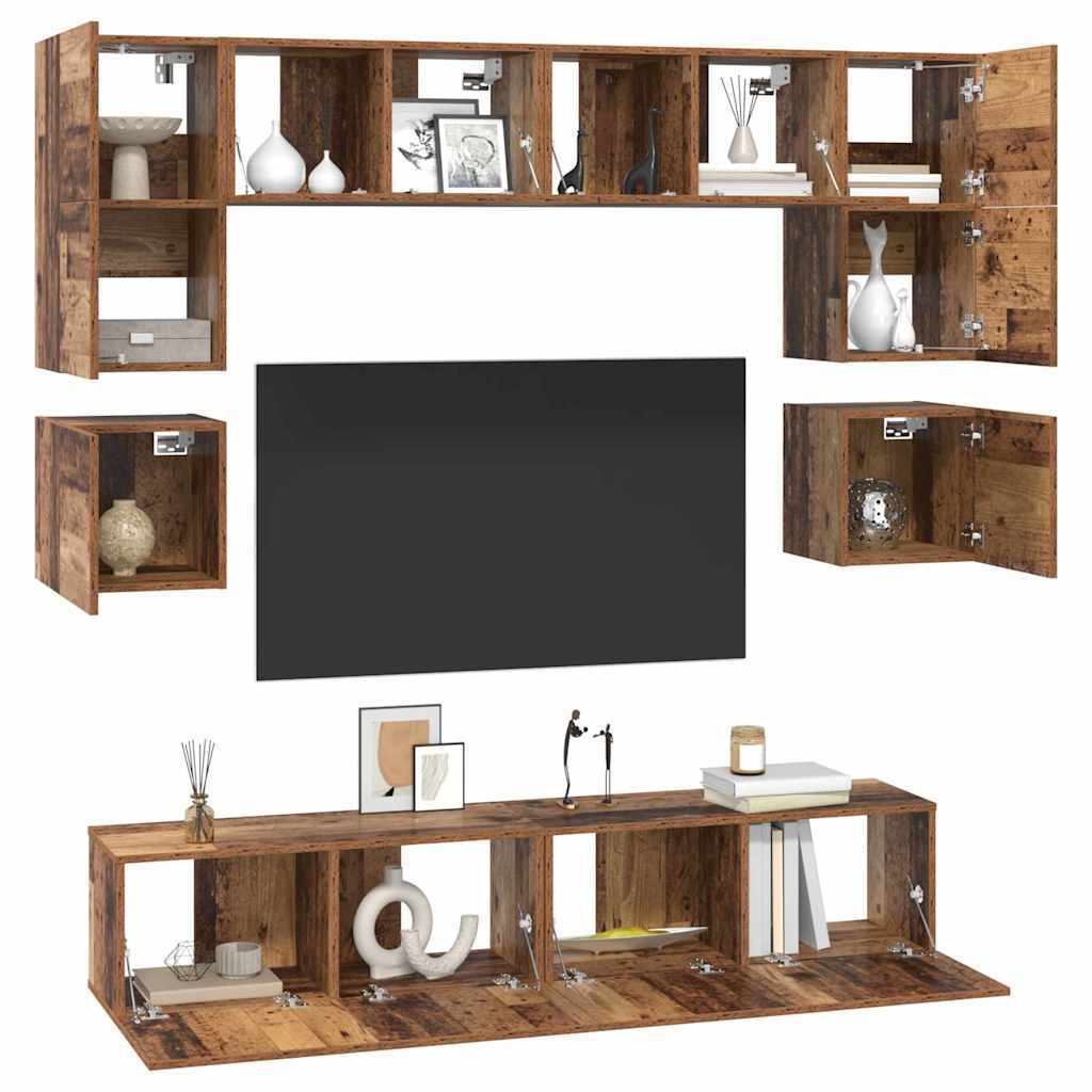 TV Cabinet Set 8 pcs Old wood 80 x 30 x 30 cm Engineered wood