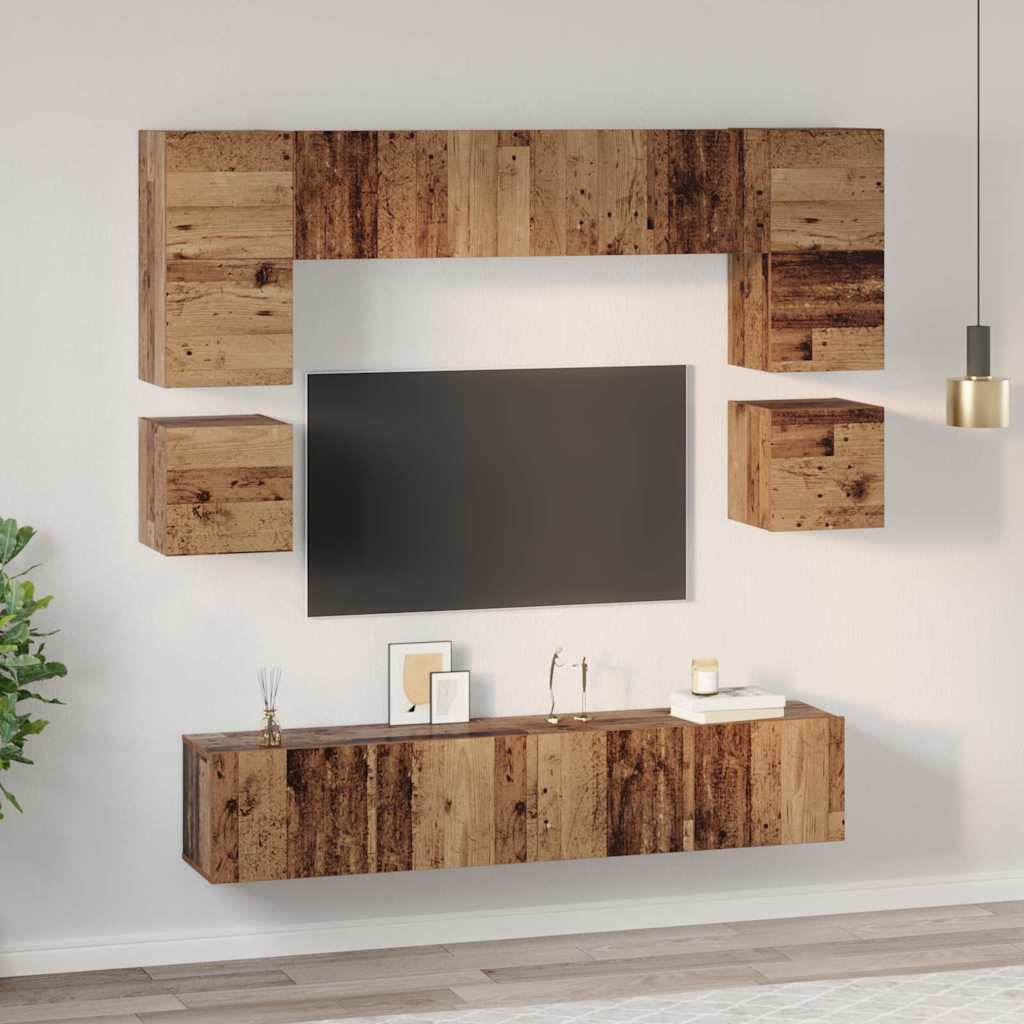 TV Cabinet Set 8 pcs Old wood 80 x 30 x 30 cm Engineered wood