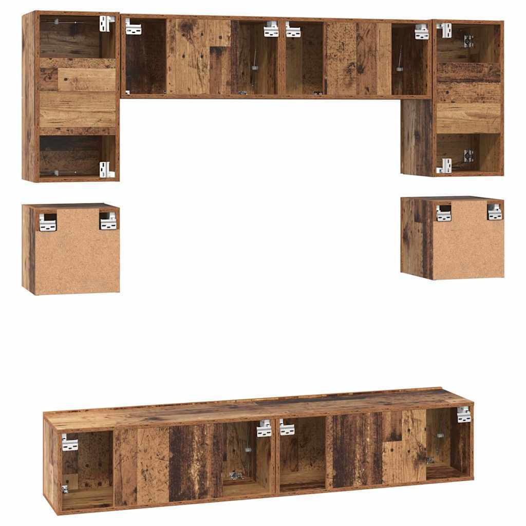 TV Cabinet Set 8 pcs Old wood 80 x 30 x 30 cm Engineered wood