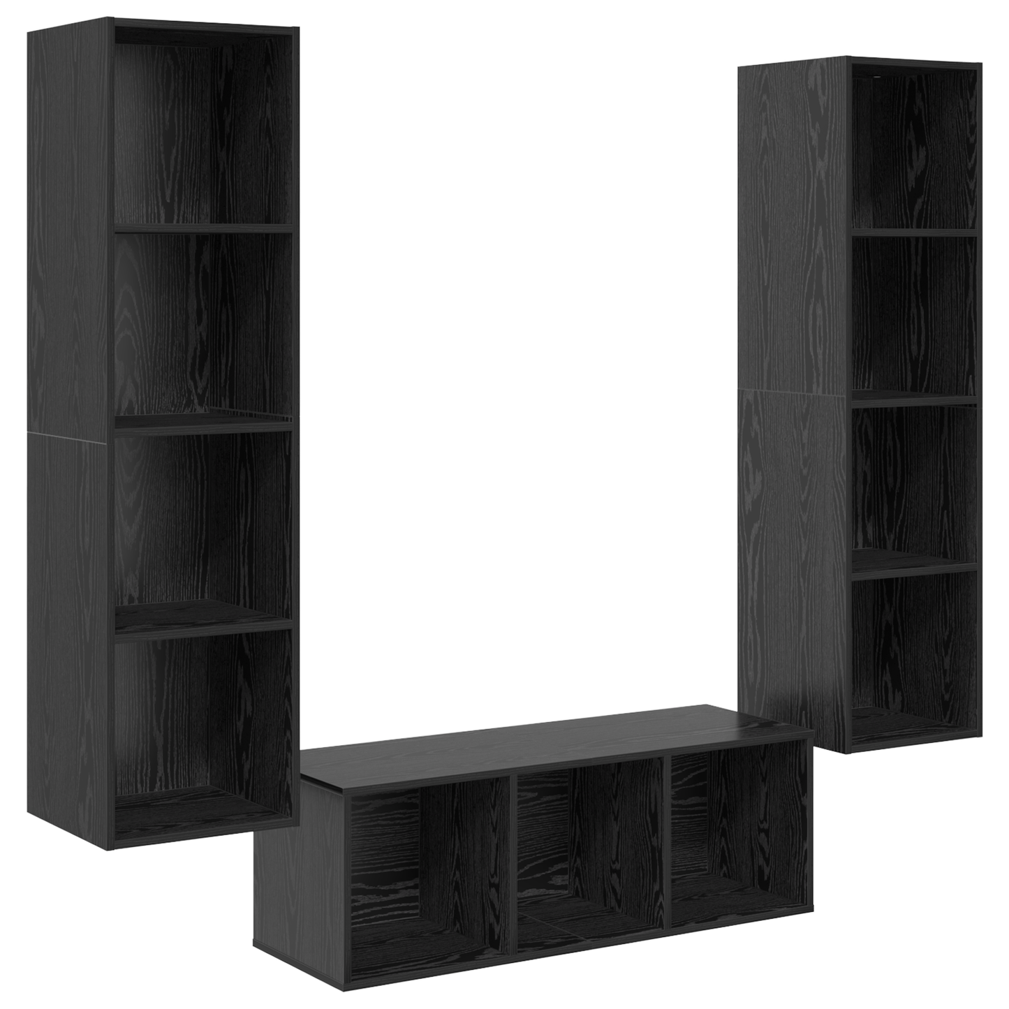 TV Cabinet Set Wall-mounted 3 pcs Black oak 37 x 37 x 142.5 cm