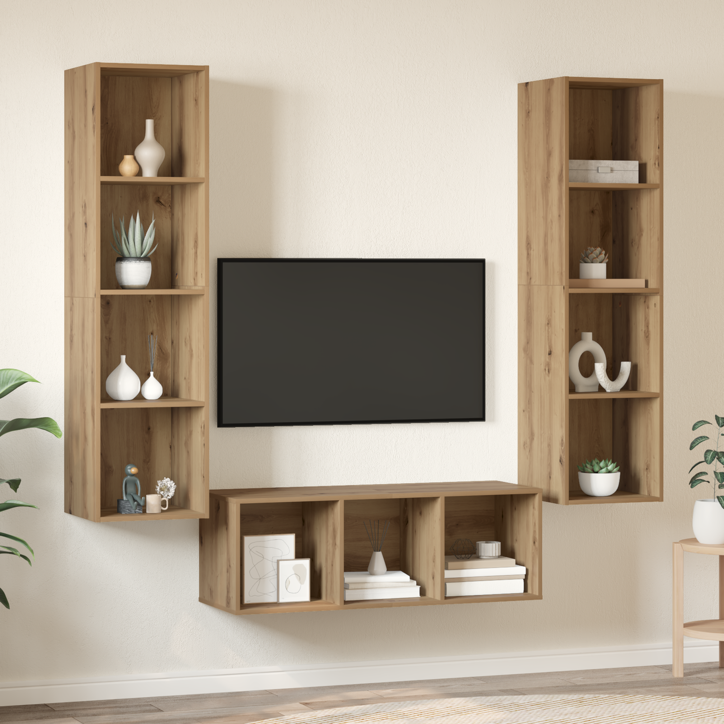 TV Cabinet Set 3 pcs Artisan oak 37 x 37 x 142.5 cm
