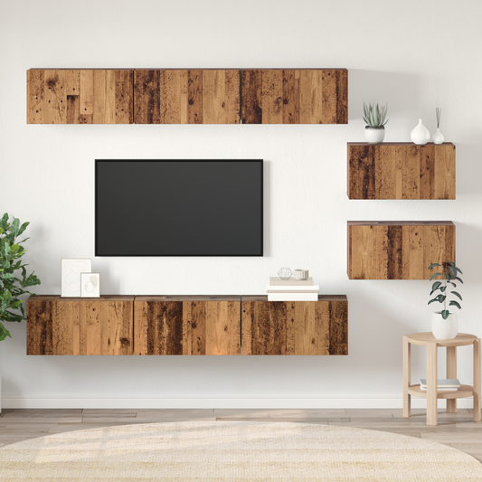 TV Cabinet Set 8 pcs Old Wood 60 x 30 x 30 cm Engineered Wood