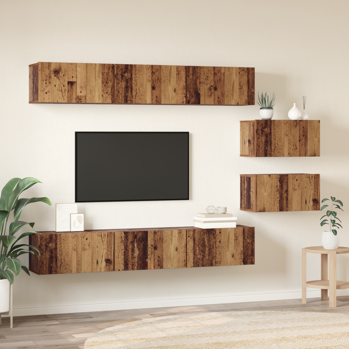 TV Cabinet Set 8 pcs Old Wood 60 x 30 x 30 cm Engineered Wood