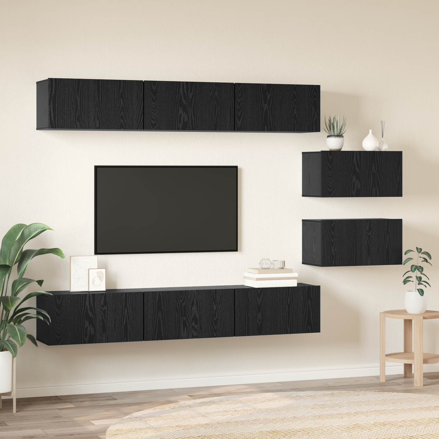 TV Cabinet Set 8 pcs Black Oak 60 x 30 x 30 cm Engineered Wood