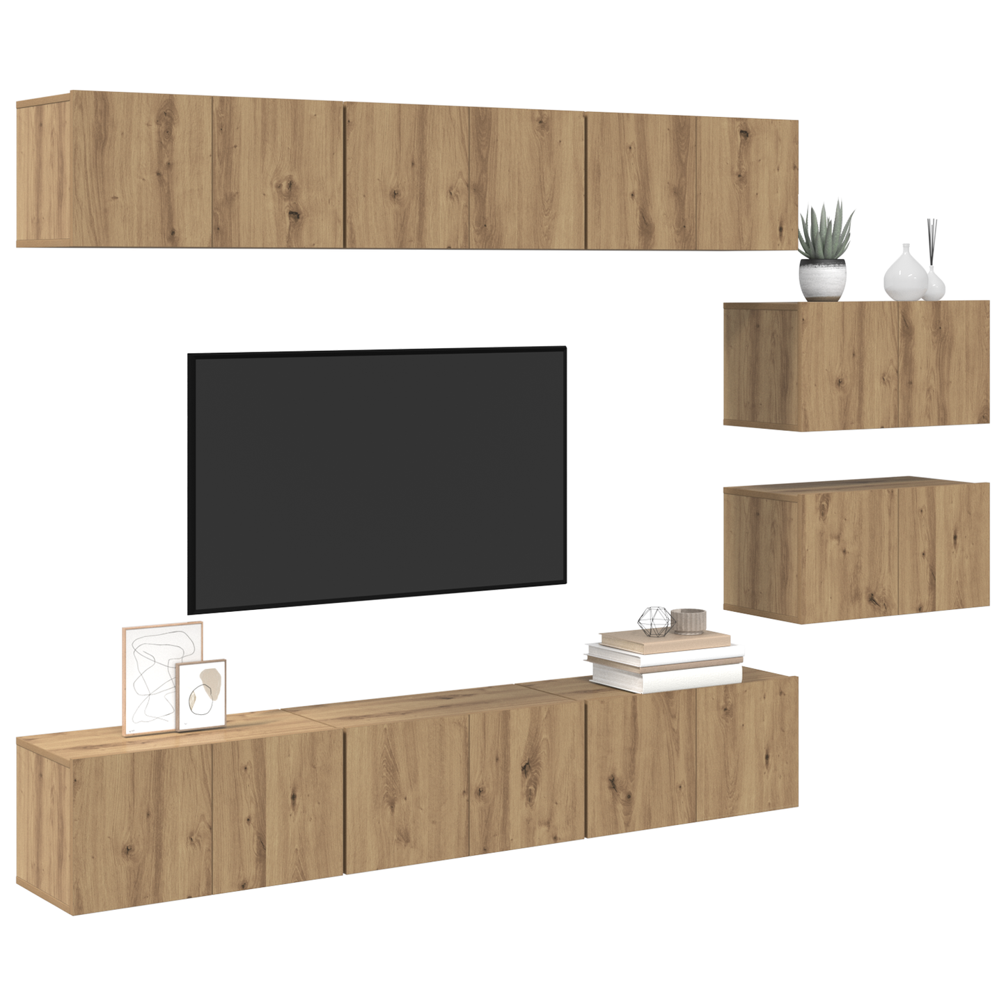 TV Cabinet Set Wall-mounted 8 pcs Artisan Oak 60 x 30 x 30 cm