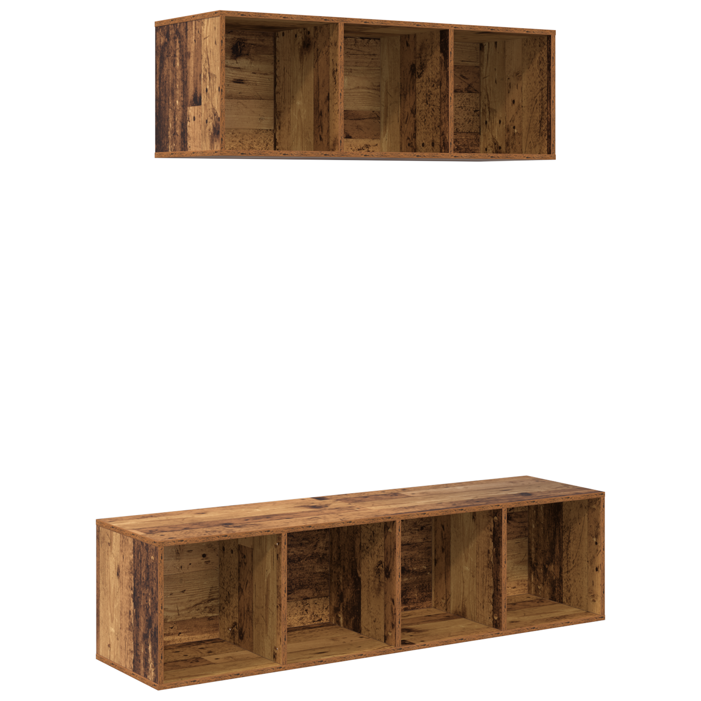 TV Cabinet Set Wall-mounted 2 pcs Old wood 37 x 37 x 142.5 cm