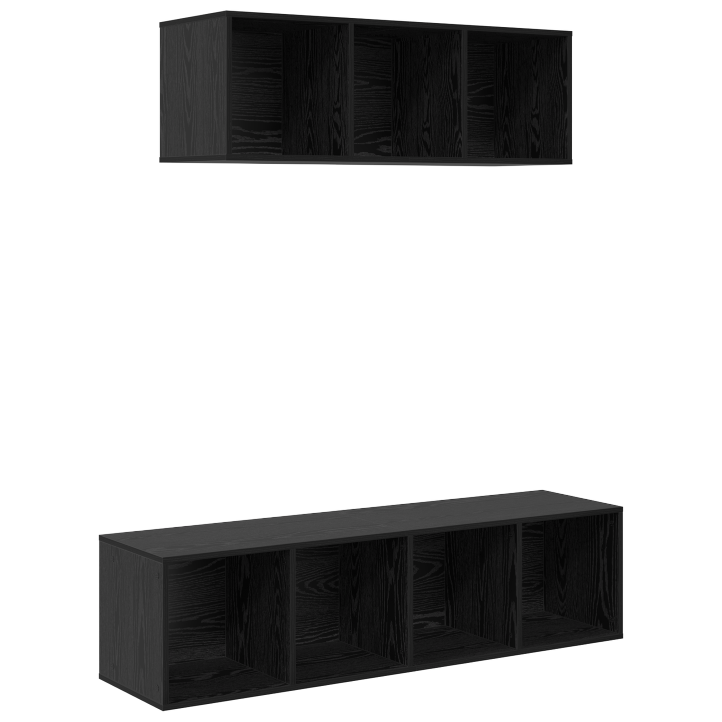 TV Cabinet Set Wall-mounted 2 pcs Black oak 37 x 37 x 142.5 cm