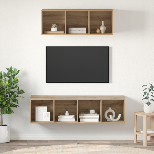 TV Cabinet Set 2 pcs Artisan oak 37 x 37 x 142.5 cm