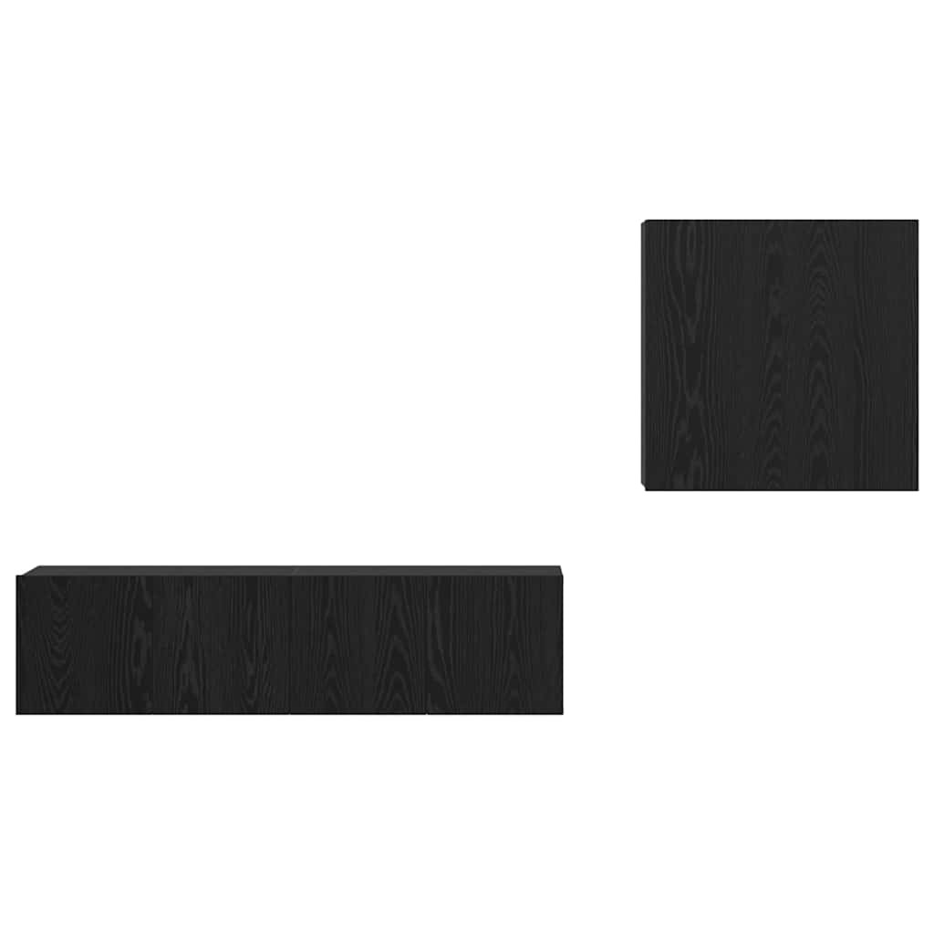 TV Cabinet Set Wall-mounted 4 pcs Black Oak Engineered Wood