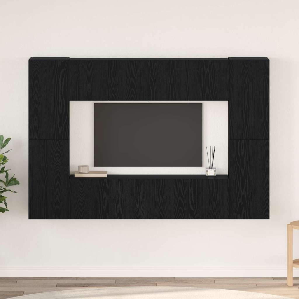 TV Cabinet Set 8 pcs Black Oak 60 x 30 x 30 cm Engineered Wood