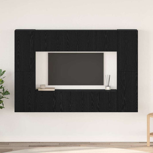 TV Cabinet Set 8 pcs Black Oak 60 x 30 x 30 cm Engineered Wood