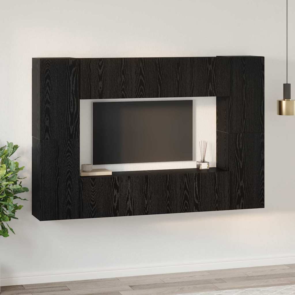 TV Cabinet Set 8 pcs Black Oak 60 x 30 x 30 cm Engineered Wood