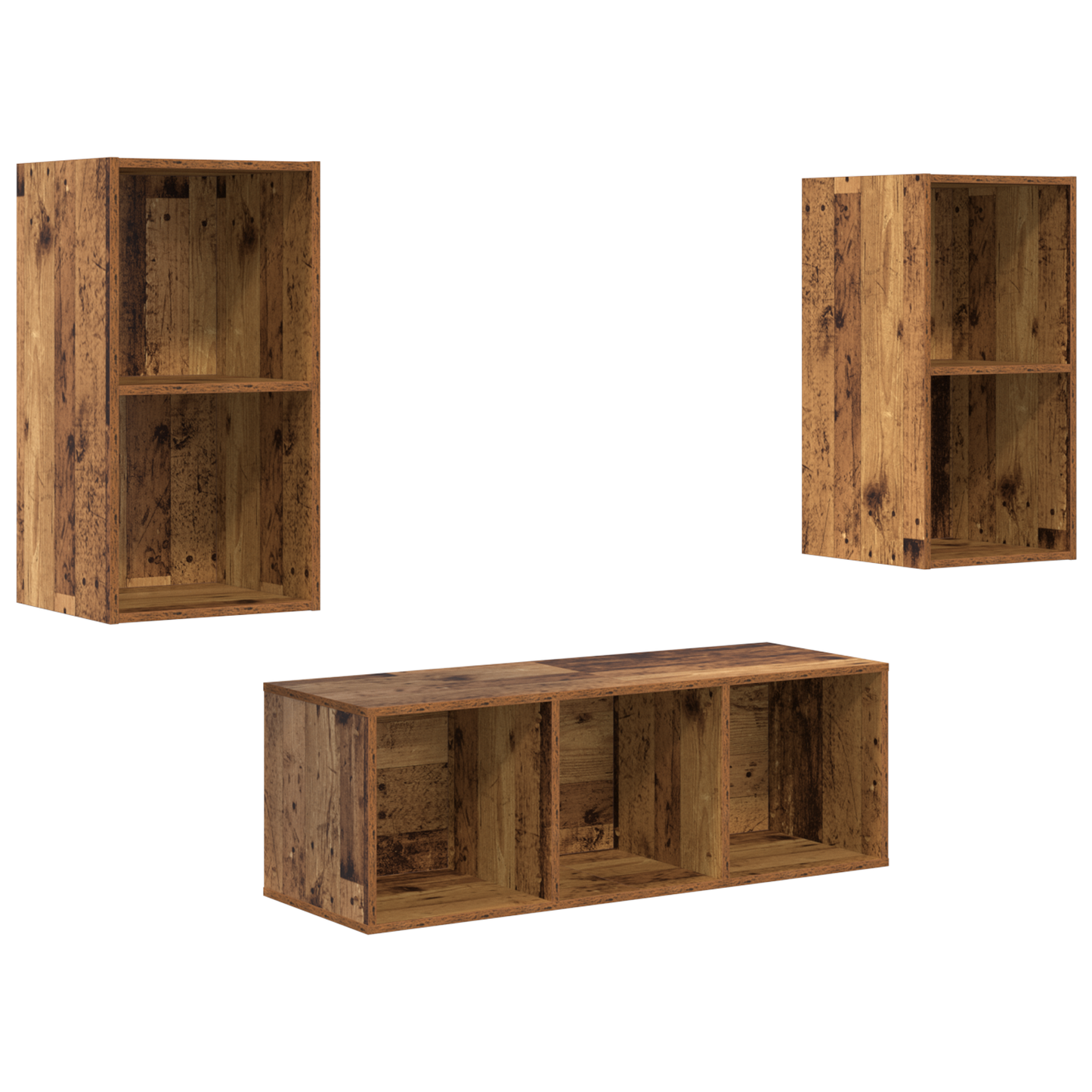 TV Cabinet Set 3 pcs Old wood 37 x 37 x 107 cm Engineered Wood